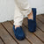 Harris Mens Fabric Lined Moccasin Hard Sole - Navy Side View